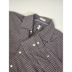 Peter Millar Purple Purple Checked Long Sleeve‎ Shirt Mens Size Large